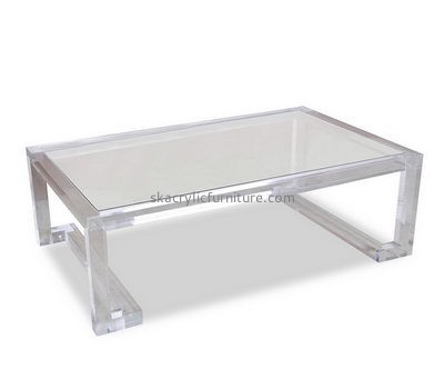 Customize lucite modern coffee table with storage AT-416