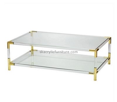 Customize plexiglass modern coffee table with shelf AT-536