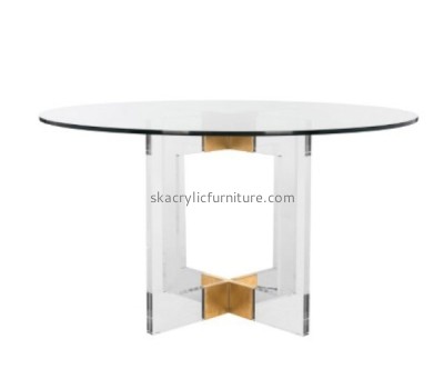 Customized acrylic luxury office furniture clear acrylic round dining table marble side table AT-045