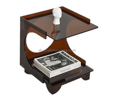 Custom acrylic side table with magazine holder AT-793