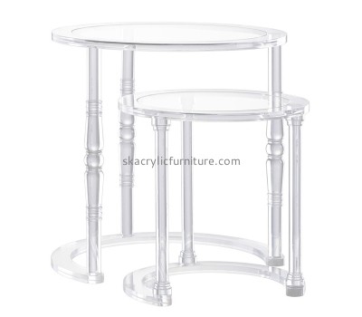 Hot selling acrylic cheap antique furniture dining room table round plastic table AT-038