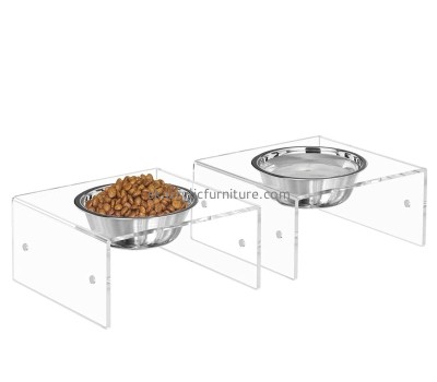 China acrylic manufacturer custom plexiglass raised cat bowls stand lucite pet feeder stand AB-050