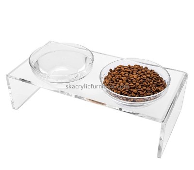 Lucite furniture manufacturer custom acrylic cat bowls stand plexiglass dog bowls stand AB-051