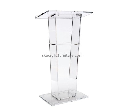 Acrylic furniture supplier custom plexiglass podium clear lecturn transparent church pulpit AP-1237