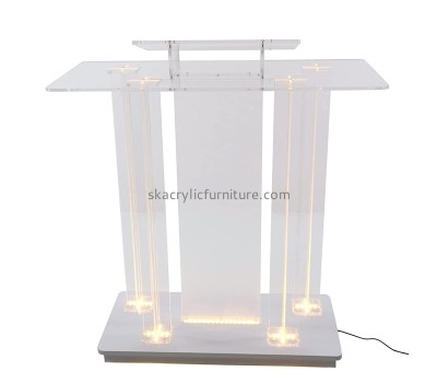 China acrylic manufacturer custom plexiglass LED lighted church pulpit AP-1259