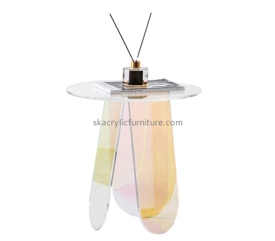 China acrylic supplier custom iridescent plexiglass small round coffee table AT-860