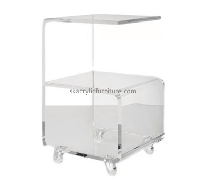 China perspex manufacturer custom acrylic trolley bedside table AT-861