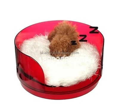 China acrylic supplier custom plexiglass round dog cat pet bed AB-076