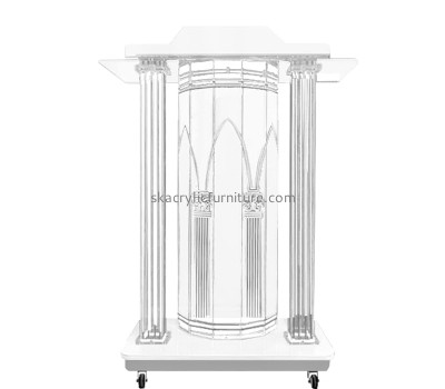Custom acrylic podium pulpit with casters AP-1295