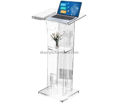 Custom acrylic podium stand with storage shelf AP-1297