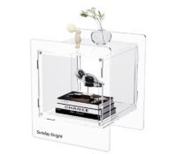 Wholesale custom acrylic sofa side table with storage shelf