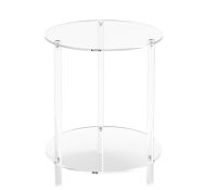 Wholesale custom acrylic round side table with storage shelf