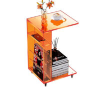 Wholesale custom lucite 2-tier end table with storage shelf