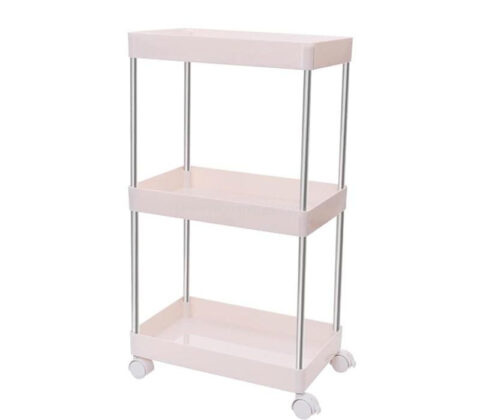 Custom acrylic 3-tier slim storage cart with wheels