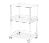 Custom acrylic 3-tier rolling side table