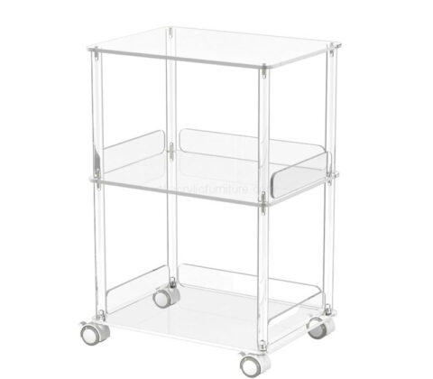 Custom acrylic 3-tier rolling side table