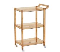 Custom acrylic 3-tier bar cart with pulling handle & wheels