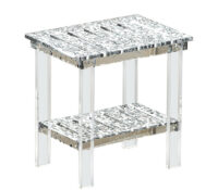 Custom acrylic shower stool with storage shelf