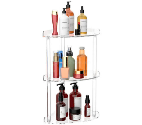Custom acrylic 3 tiers countertop corner organizer shelf