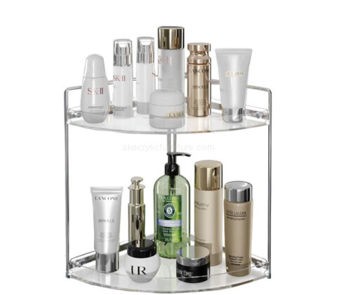 Custom acrylic 2 tiers corner makeup organizer