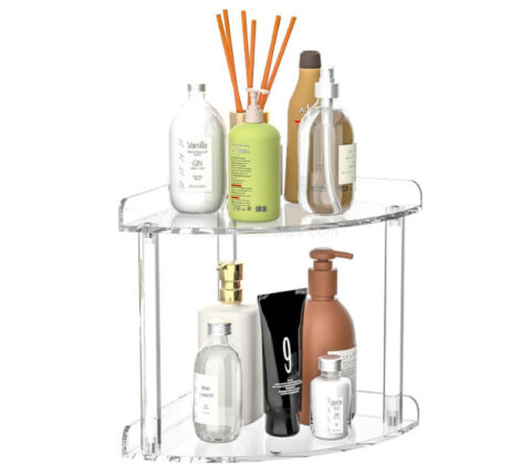 Custom acrylic 2-tier countertop corner organizer shelf