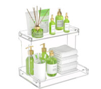 Custom acrylic 2-tier bathroom makeup holder
