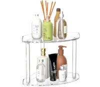 Custom acrylic 2 tiers corner organizer shelf