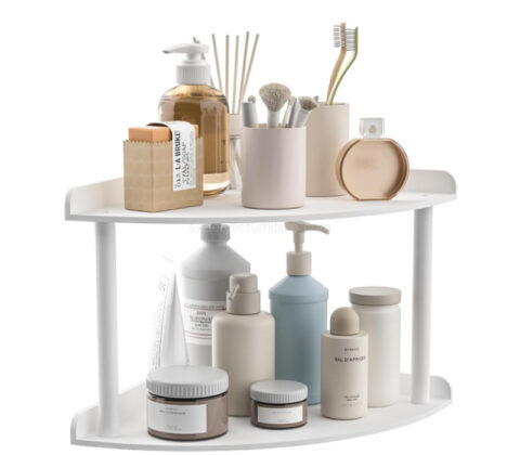 Custom acrylic 2 tier corner shelf organizer