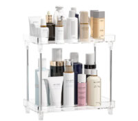 Custom acrylic 2 tiers bathroom makeup organizer