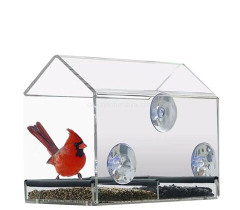 Custom acrylic hanging house shape bird feeder