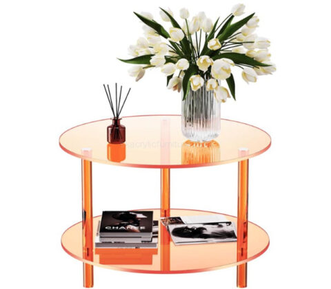 Custom acrylic modern coffee table with storage shelf