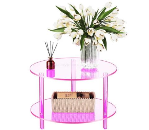 Custom acrylic coffee table with storage shelf