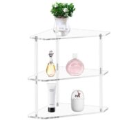 Custom acrylic 3 tiers corner shelf AT-1227 Custom acrylic 3 tiers corner shelf