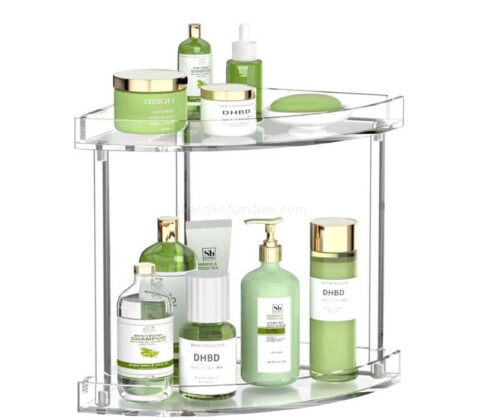 Custom acrylic 2 tiers bathroom corner shelf