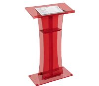Custom acrylic podium stand with storage shelf