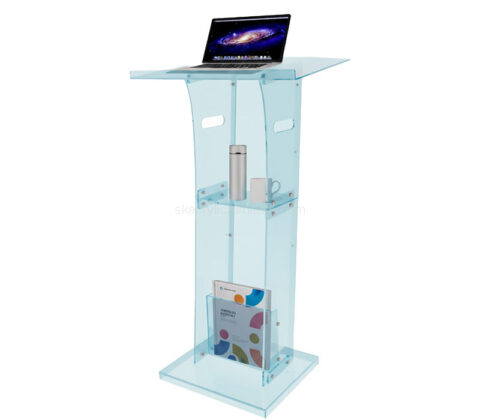 Custom acrylic conferences podium with storage shelf
