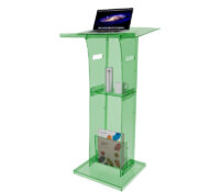 Custom acrylic presentations podium with storage shelf AP-1341 Custom acrylic presentations podium with storage shelf