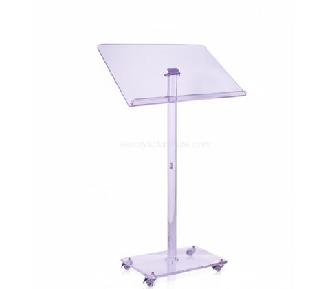 Custom acrylic podium stand with wheels