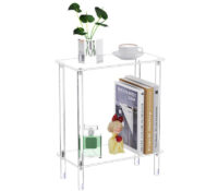 Custom acrylic narrow side table with storage shelf AT-1253 Custom acrylic narrow side table with storage shelf