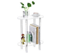 Custom acrylic 2 tiers oval end table AT-1254 Custom acrylic 2 tiers oval end table