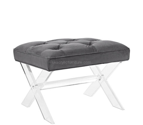 Custom acrylic X-base entryway bench