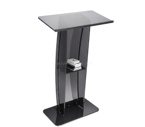 Custom acrylic podium stand with wide reading surface