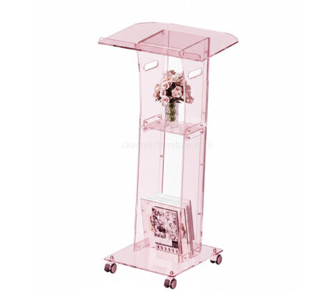 Custom acrylic wedding podium with wheels