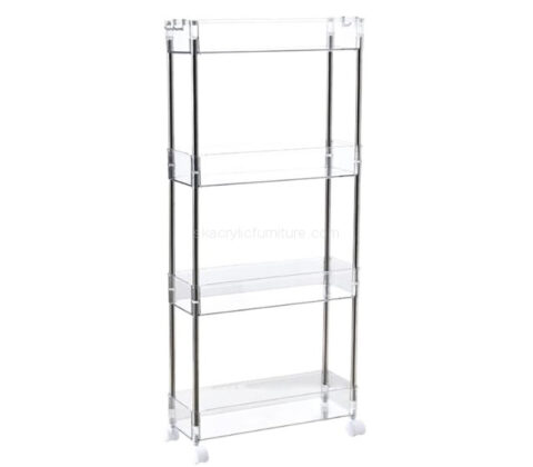 Custom acrylic 4 tiers slim storage cart with wheels