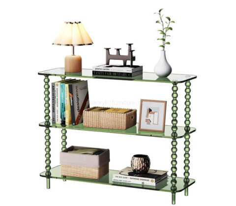 Custom acrylic 3 tiers hallway table with storage
