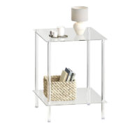 Custom acrylic end table with storage shelf AT-1267 Custom acrylic end table with storage shelf