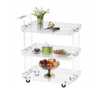 Custom acrylic 3 tiers rolling bar cart AT-1268 Custom acrylic 3 tiers rolling bar cart