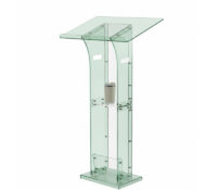 Custom acrylic conference stand with storage shelf AP-1369 Custom acrylic conference stand with storage shelf