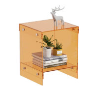 Custom acrylic small end table with storage shelf AT-1271 Custom acrylic small end table with storage shelf