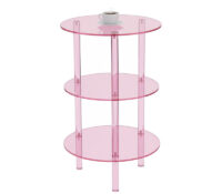 Custom acrylic round table with 2 tiers storage shelf AT-1272 Custom acrylic round table with 2 tiers storage shelf